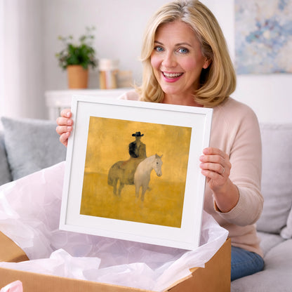 Sunlit Western Solitude - western horse art gift idea for horse lovers