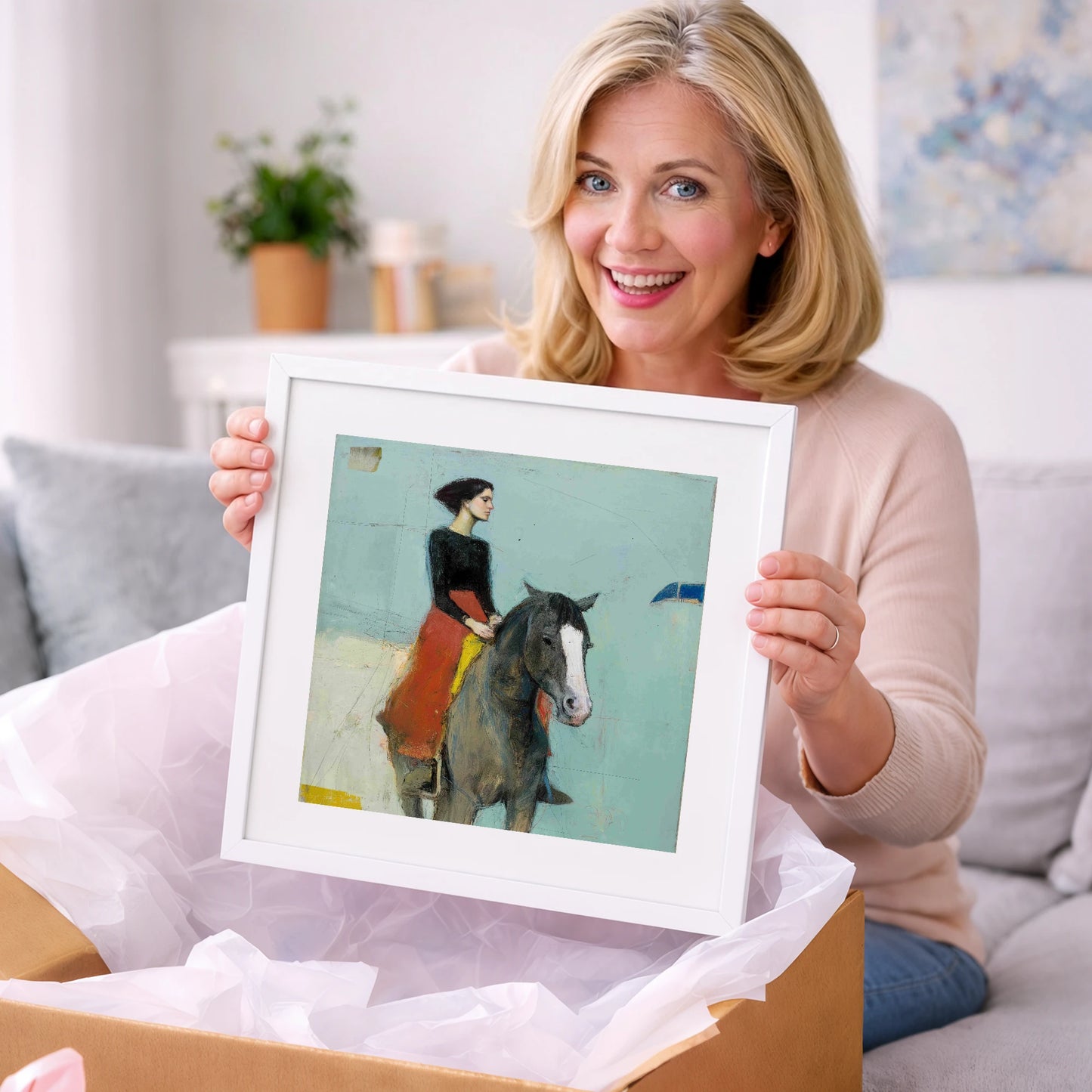 Poised in Profile - horse & rider art gift idea for horse lovers