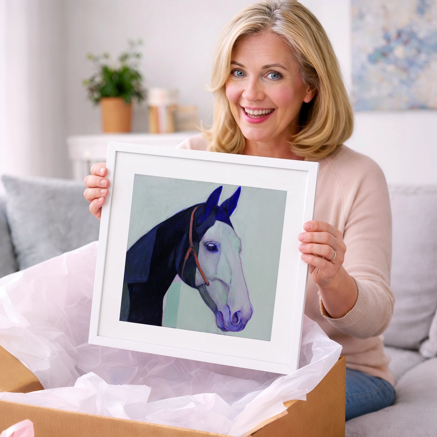 Indigo and Ice - horse portrait art gift idea for horse lovers