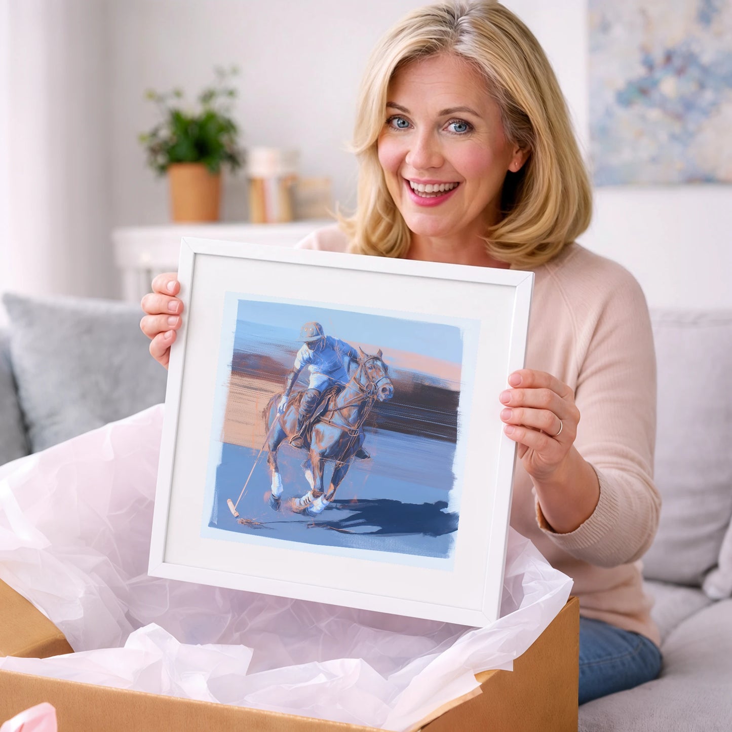 The Cobalt Chukka - polo horse art gift idea for horse lovers