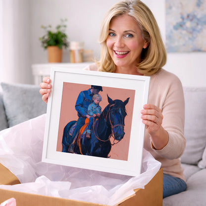 Safe in the Saddle - horse & rider art gift idea for horse lovers