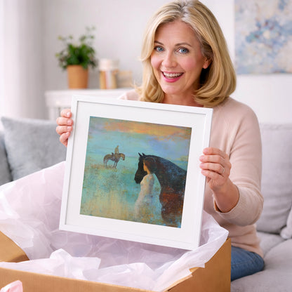 Distant Echoes - horse & rider art gift idea for horse lovers