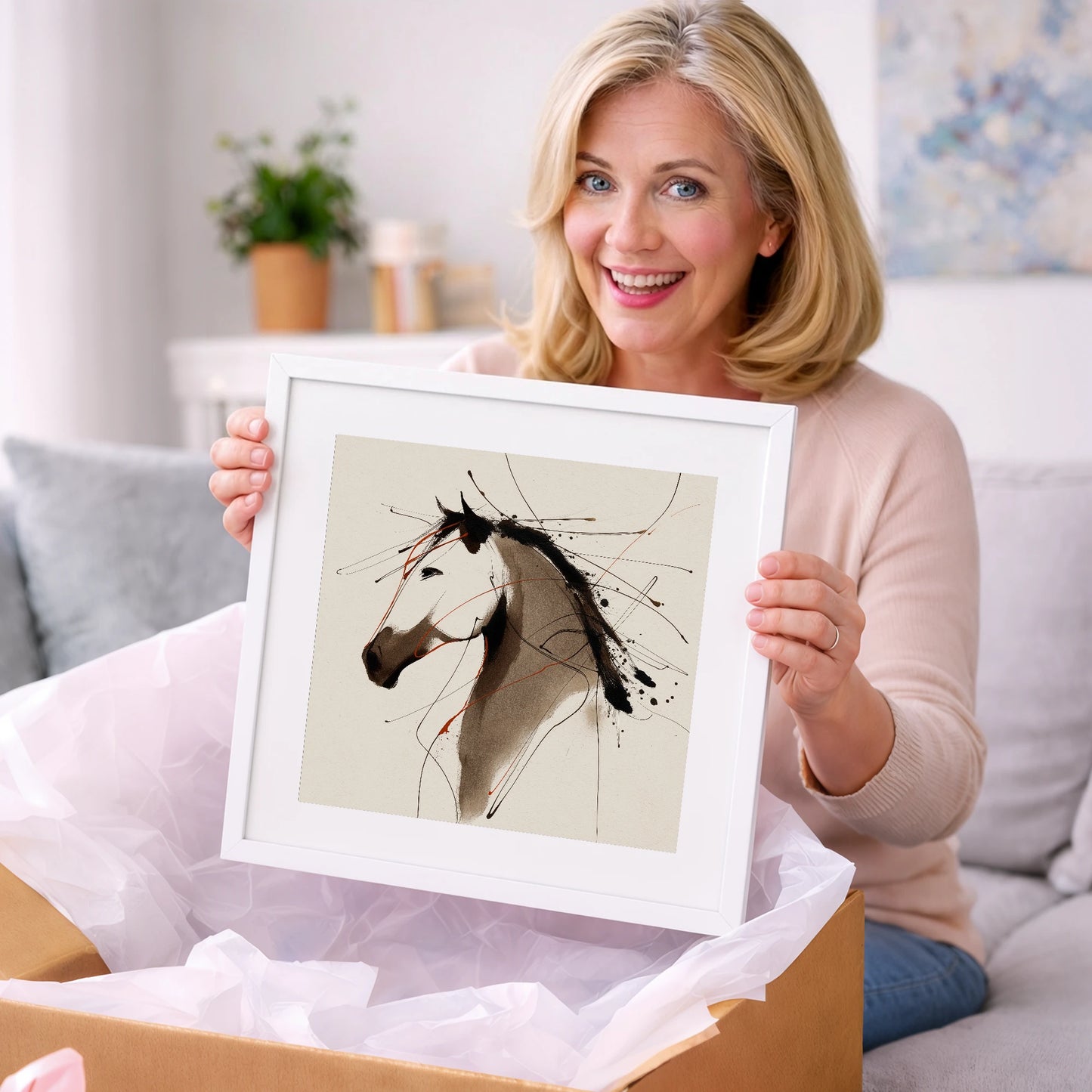 Dynamic Sepia Profile - horse portrait art gift idea for horse lovers