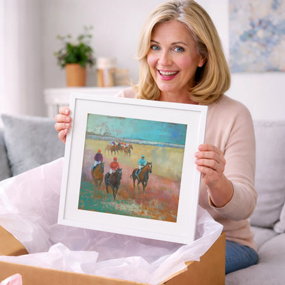 Silks Across the Furlong - racing horse art gift idea for horse lovers