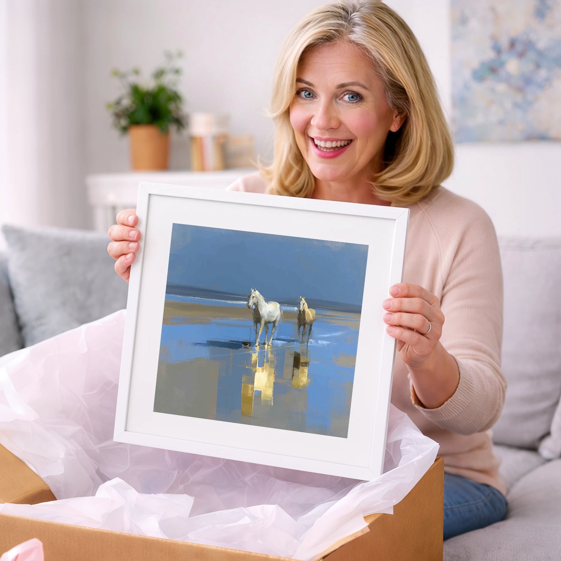 Coastal Reflections - horse landscape art gift idea for horse lovers