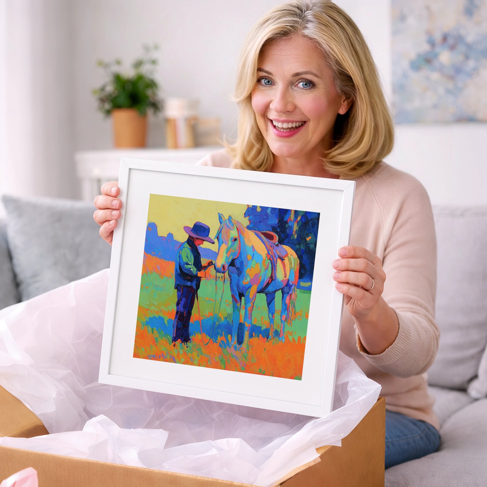 Cobalt Connection - horse & rider art gift idea for horse lovers