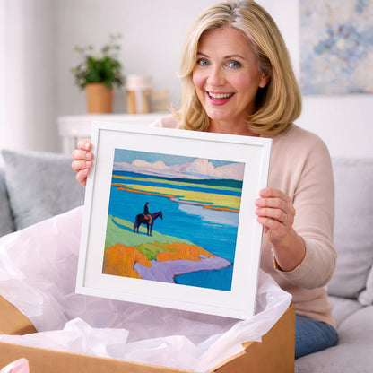 Vivid Coastal Solitude - beach horse art gift idea for horse lovers