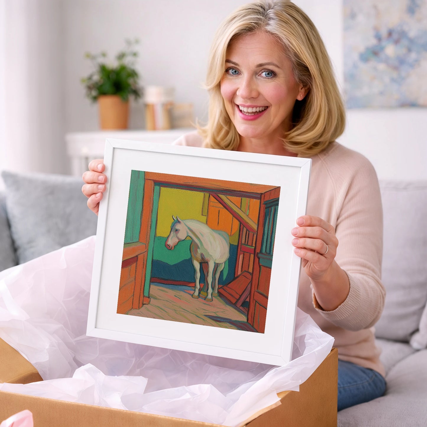 The Vibrant Stable - horse stable art gift idea for horse lovers