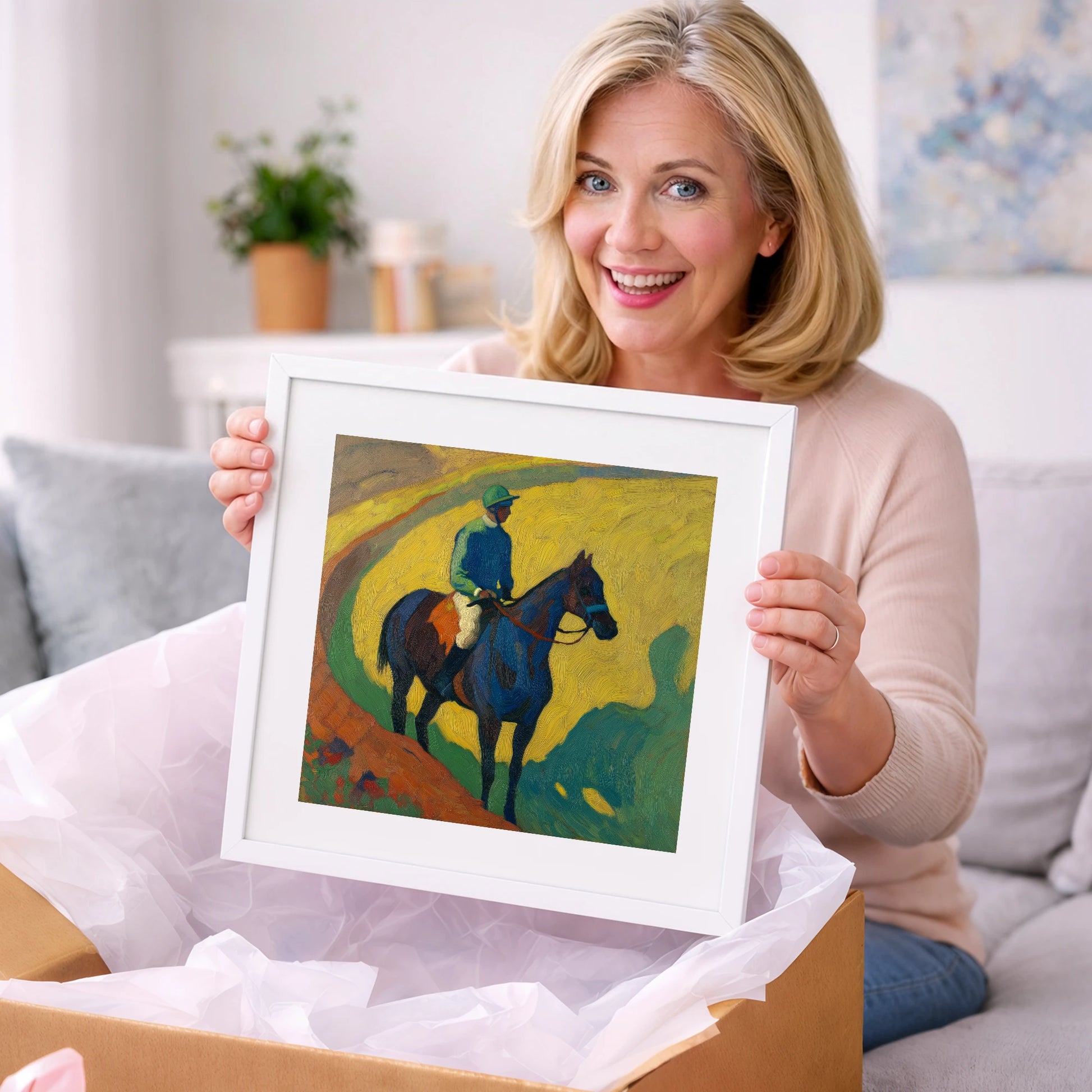 The Blue Thoroughbred - racing horse art gift idea for horse lovers