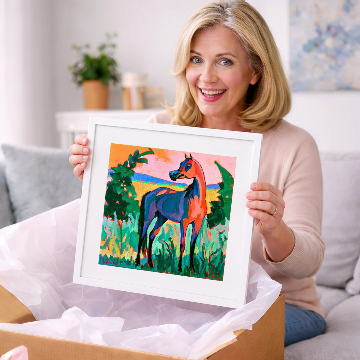 Vibrant Expressionist Arabian Horse - horse breed art gift idea for horse lovers