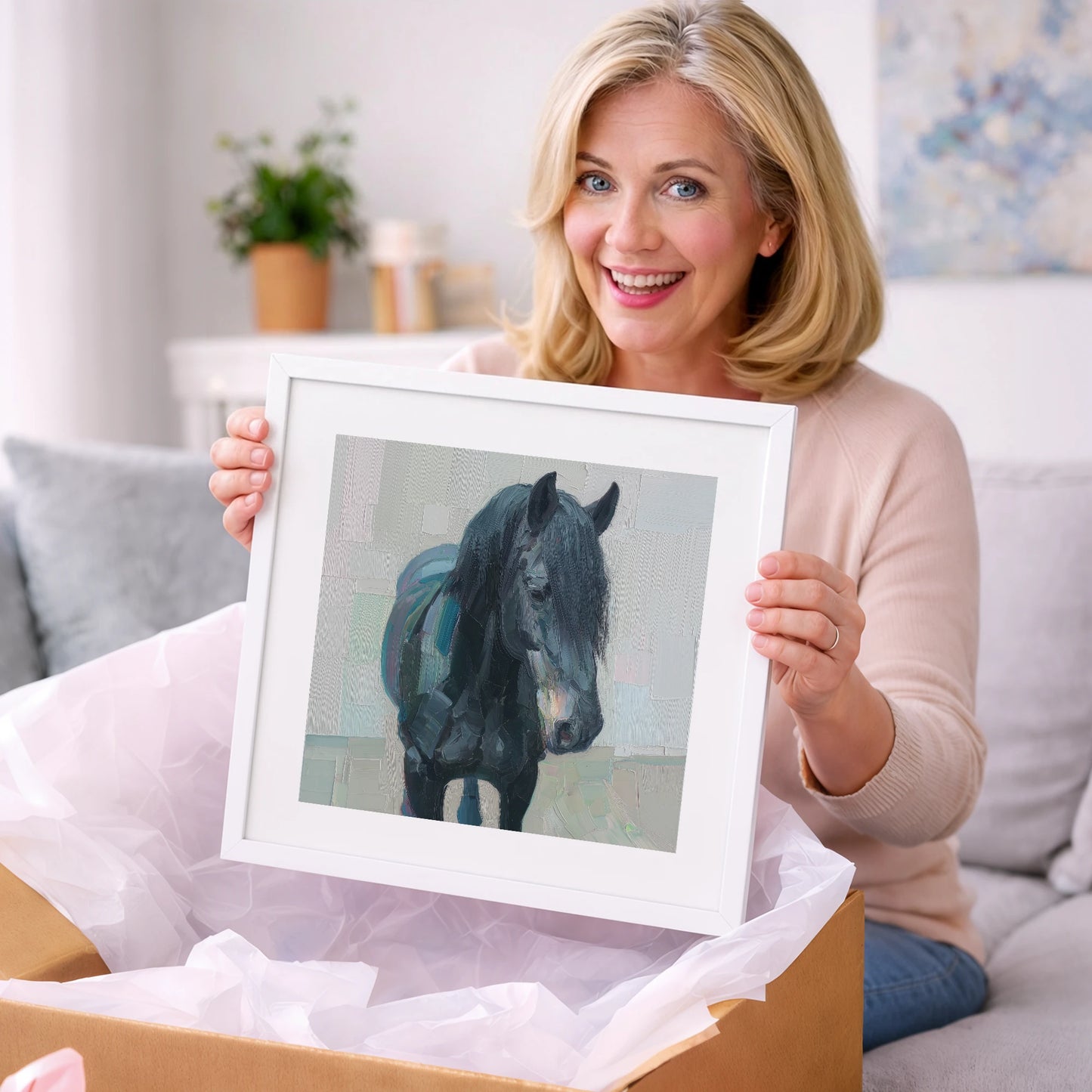 Textured Midnight Profile - horse breed art gift idea for horse lovers