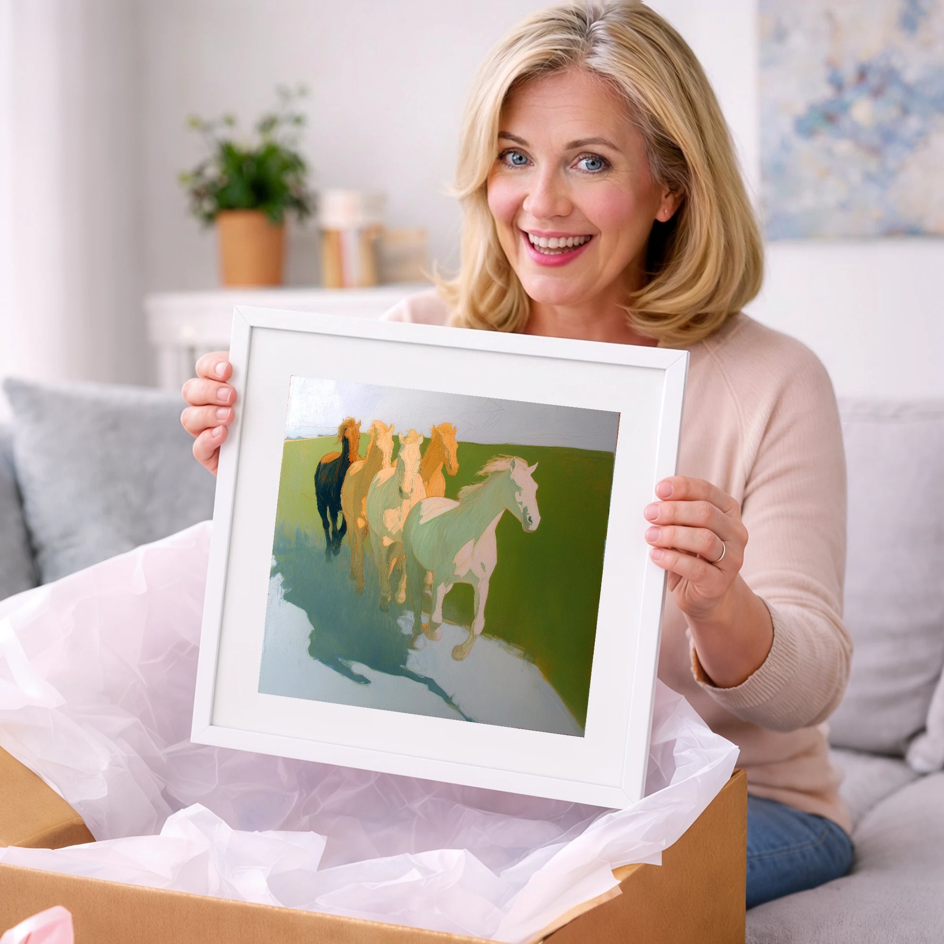 Ethereal Pastel Herd - wild horses art gift idea for horse lovers