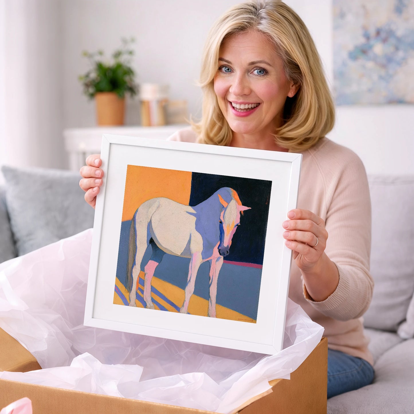 Vibrant Colour Block Grey Horse - horse breed art gift idea for horse lovers