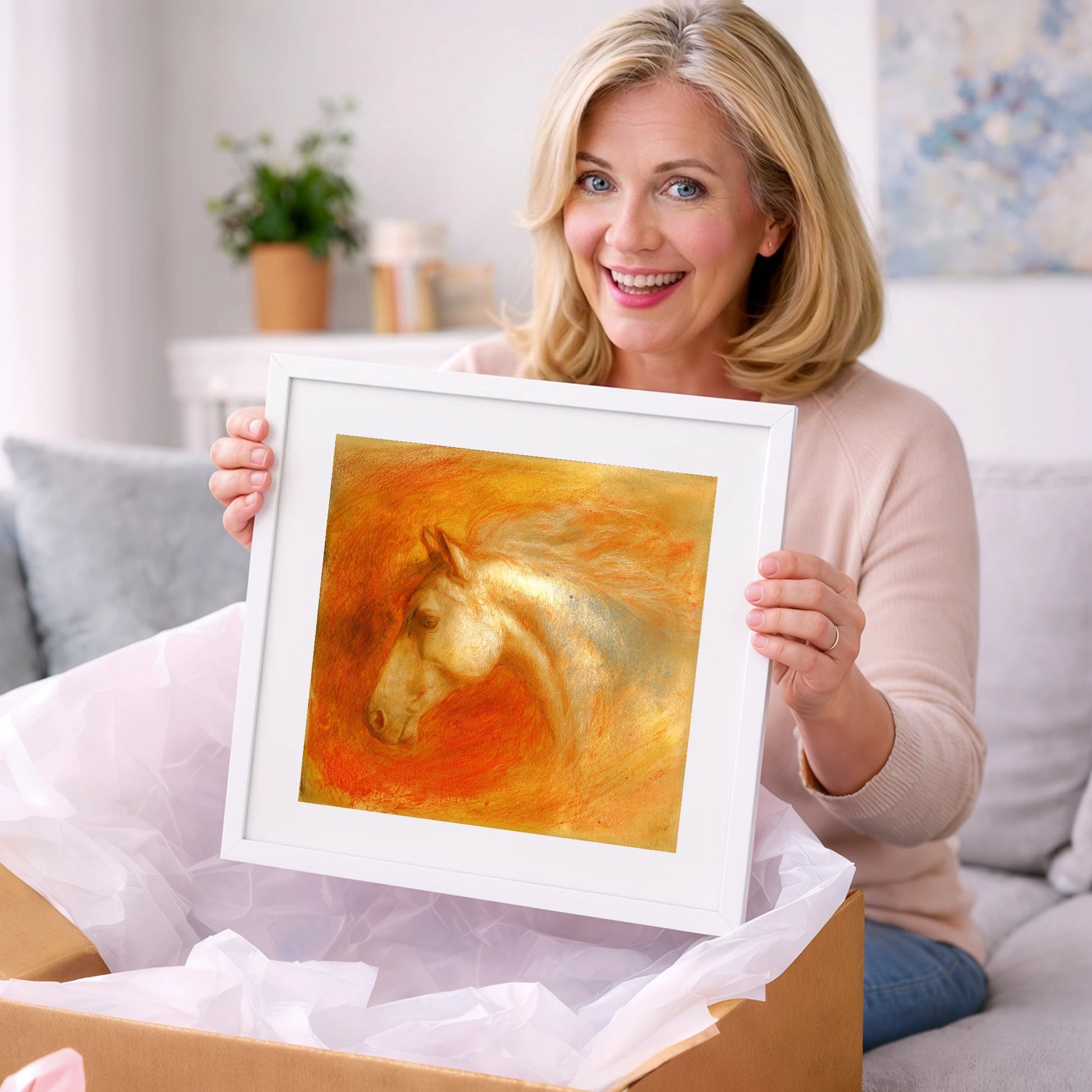 Radiant Terracotta Spirit - horse portrait art gift idea for horse lovers