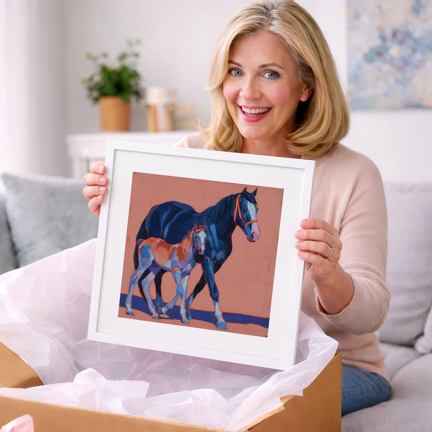 Bold Beginnings - mare & foal art gift idea for horse lovers