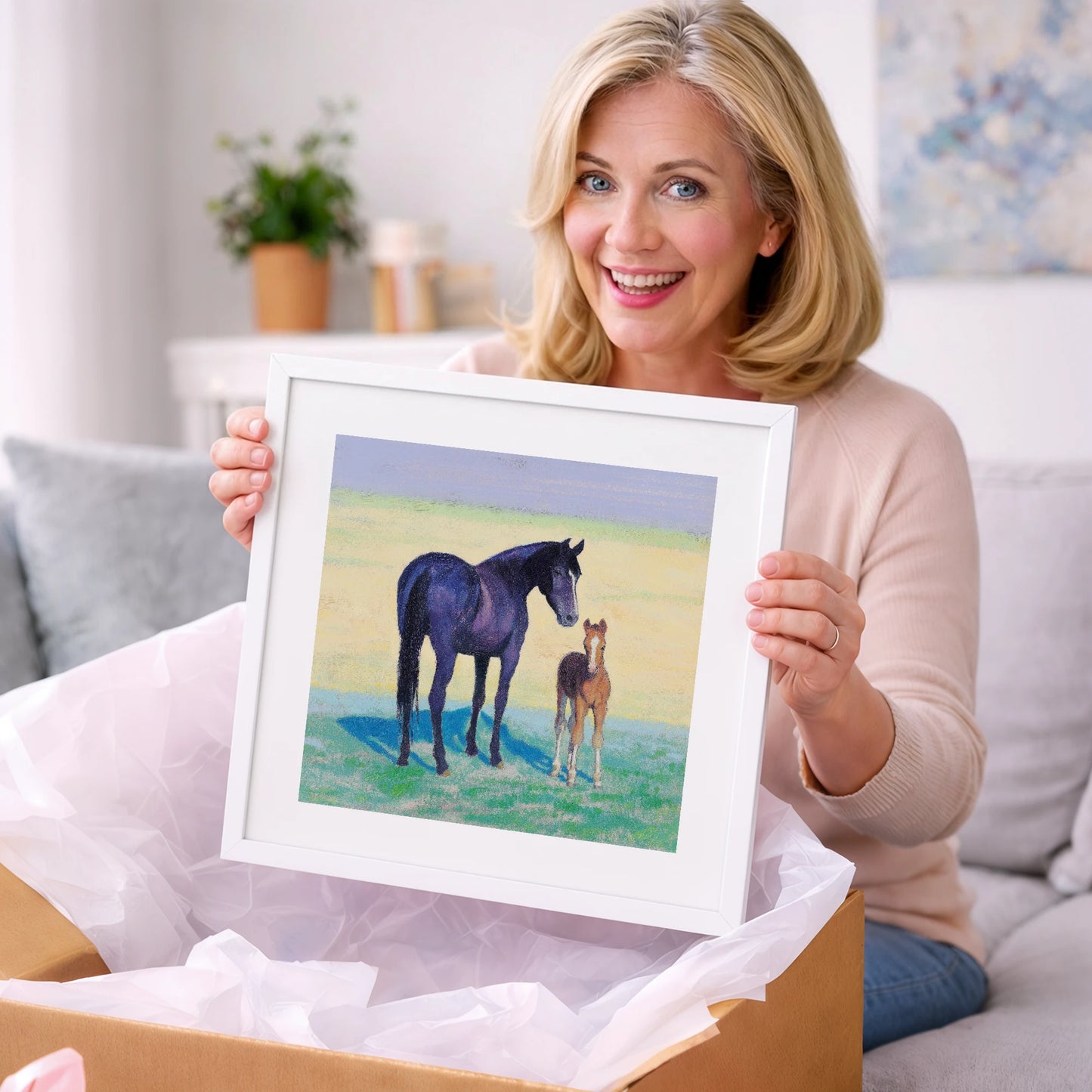 The Gentle Watch - mare & foal art gift idea for horse lovers