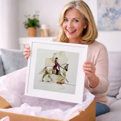 The Crimson Tailcoat - dressage horse art gift idea for horse lovers