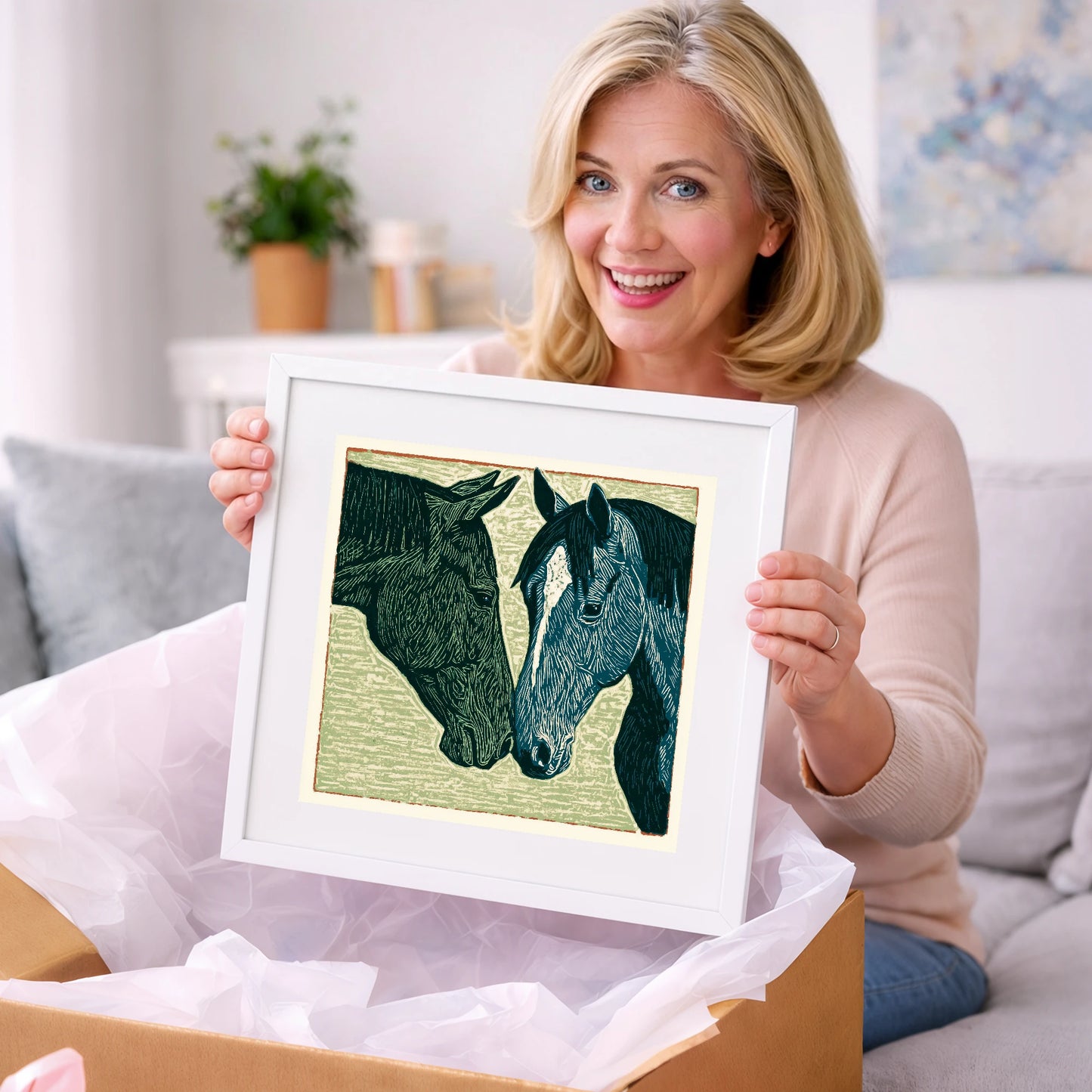 Kindred Spirits - horse portrait art gift idea for horse lovers