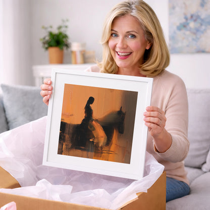 Elegance in Amber - horse & rider art gift idea for horse lovers