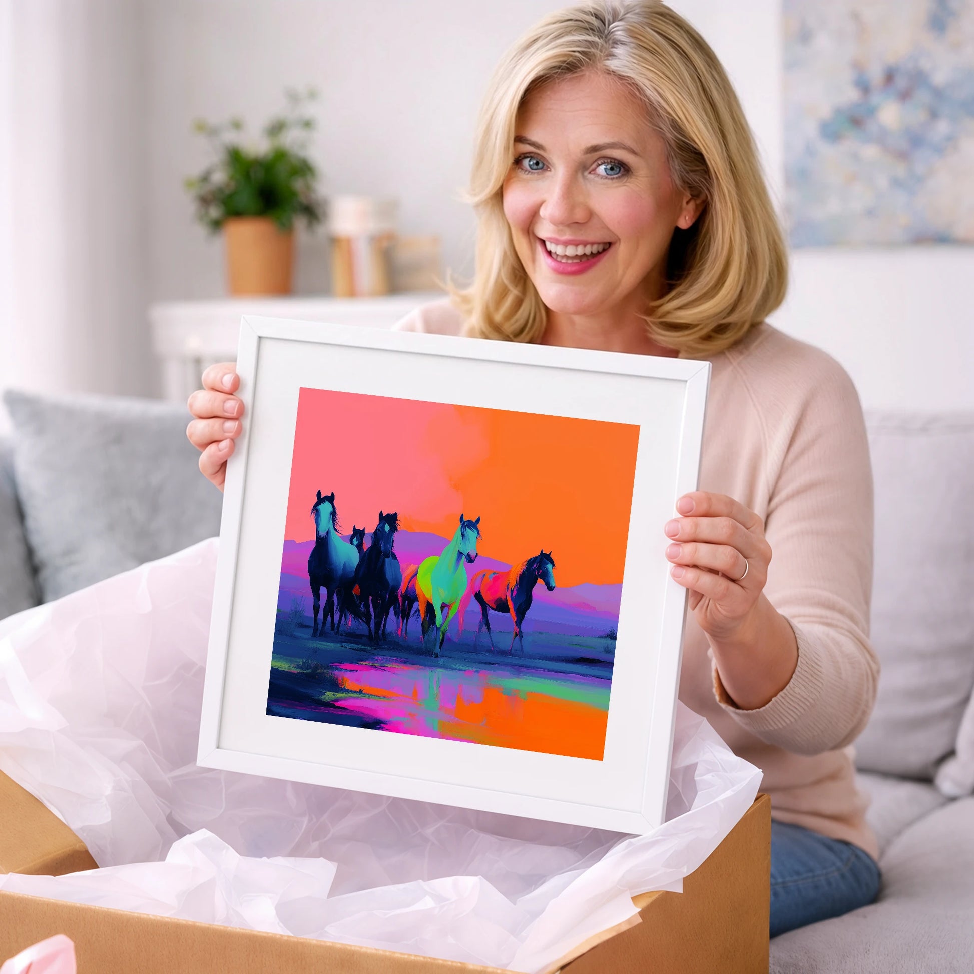 Electric Horizons - wild horses art gift idea for horse lovers