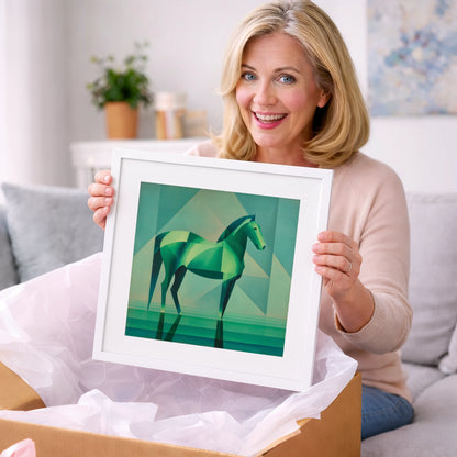 Emerald Geometric Equine - horse portrait art gift idea for horse lovers