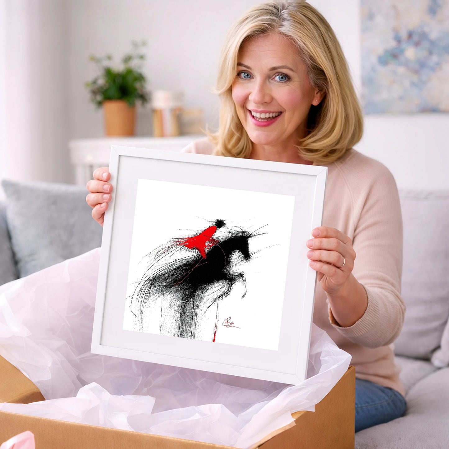 Crimson Flight - show jumping horse art gift idea for horse lovers