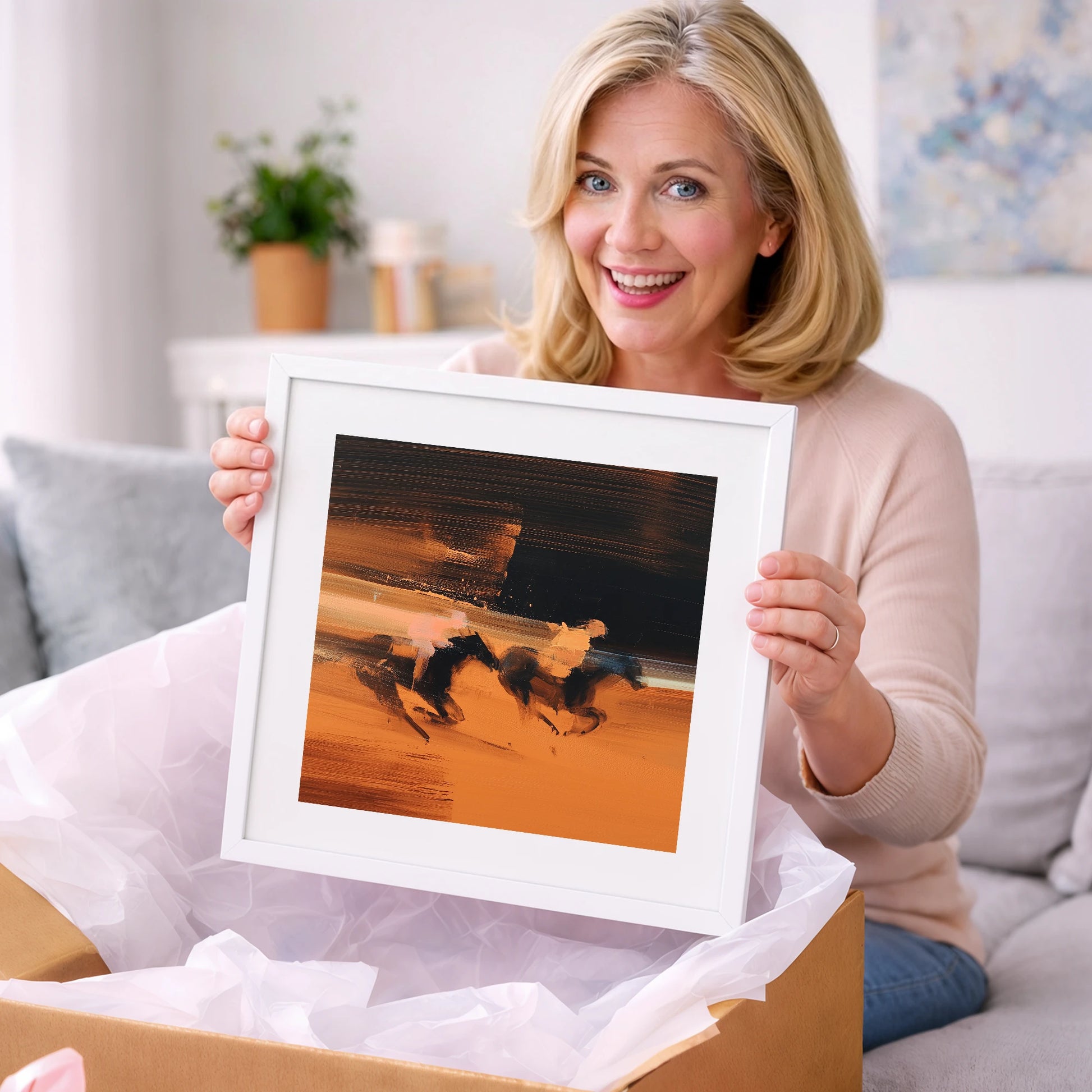 Amber Pursuit - racing horse art gift idea for horse lovers