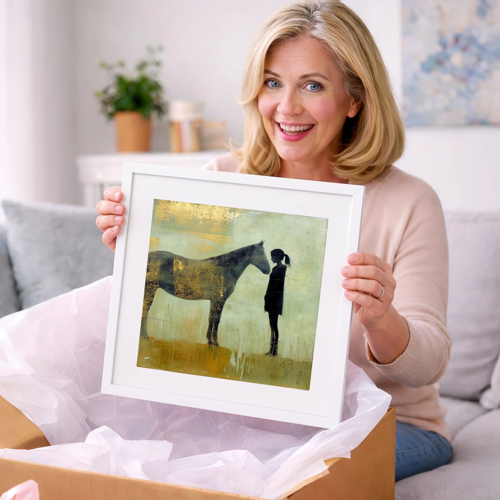The Golden Bond - horse & rider art gift idea for horse lovers