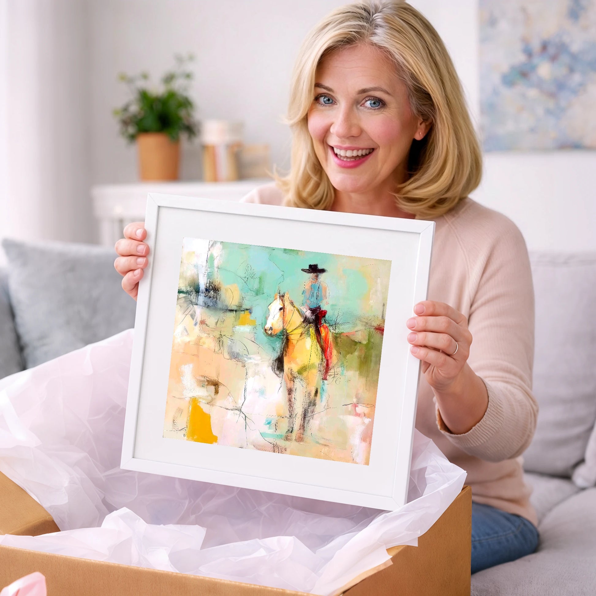 Painted Western Silhouette - western horse art gift idea for horse lovers
