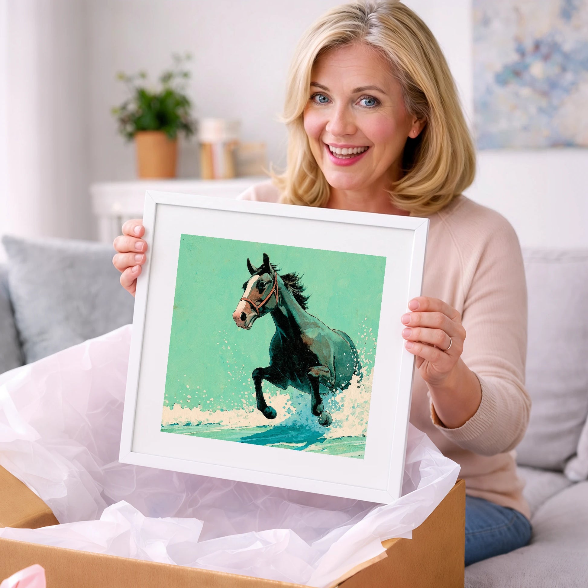 Sea Spray Gallop - beach horse art gift idea for horse lovers