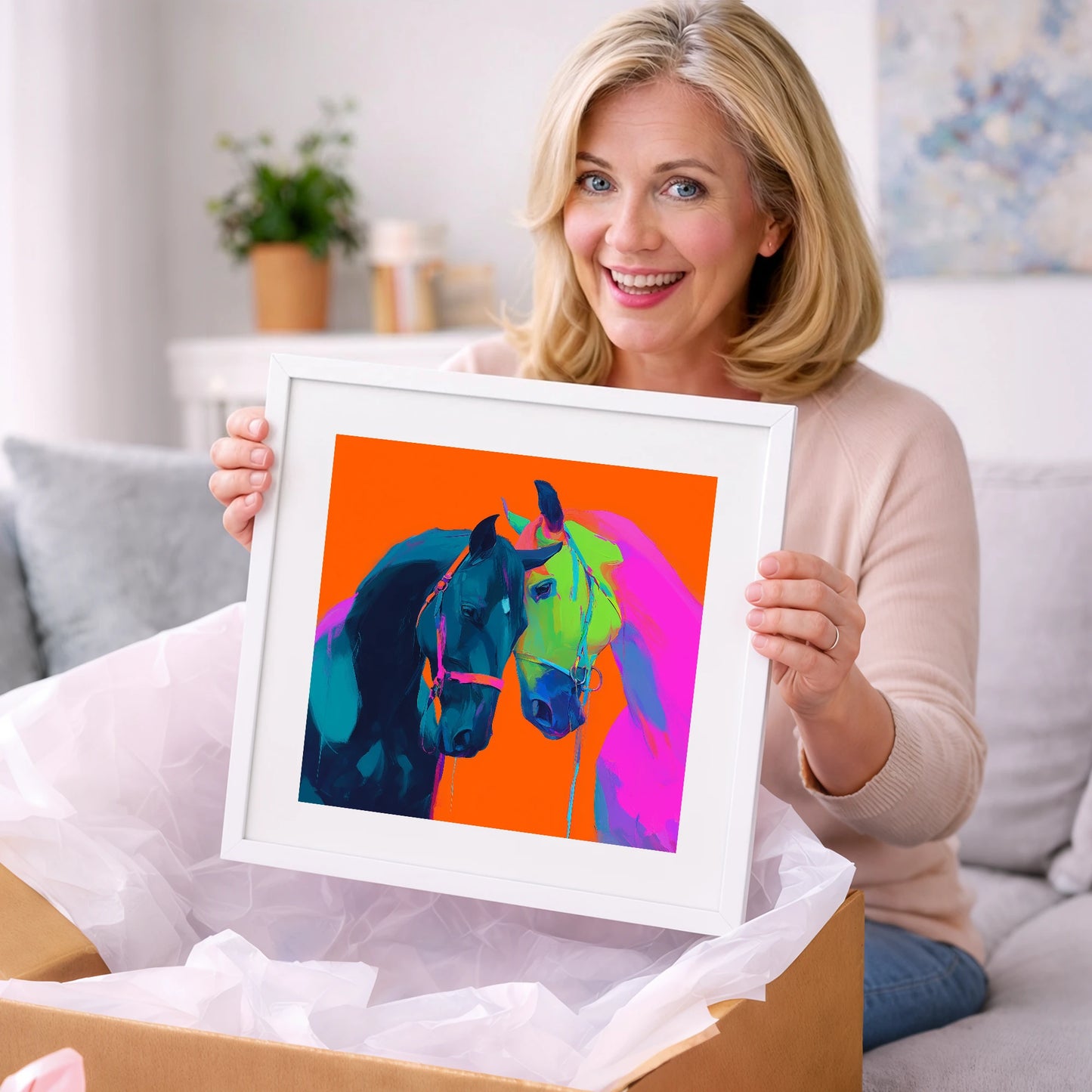Electric Companions - horse portrait art gift idea for horse lovers