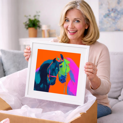 Electric Companions - horse portrait art gift idea for horse lovers
