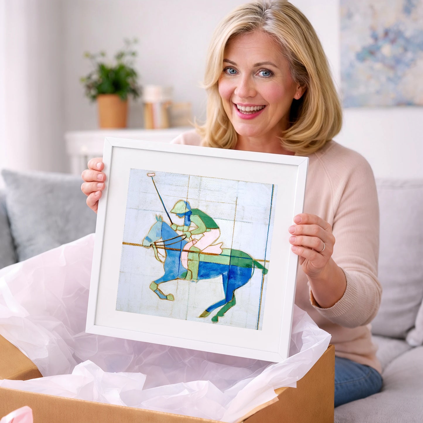 Azure Polo Rhythms - polo horse art gift idea for horse lovers