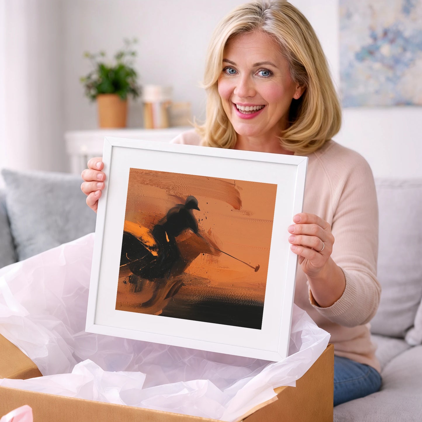 Strike in Amber - polo horse art gift idea for horse lovers