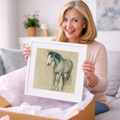 Azure Equine Sketch - horse portrait art gift idea for horse lovers