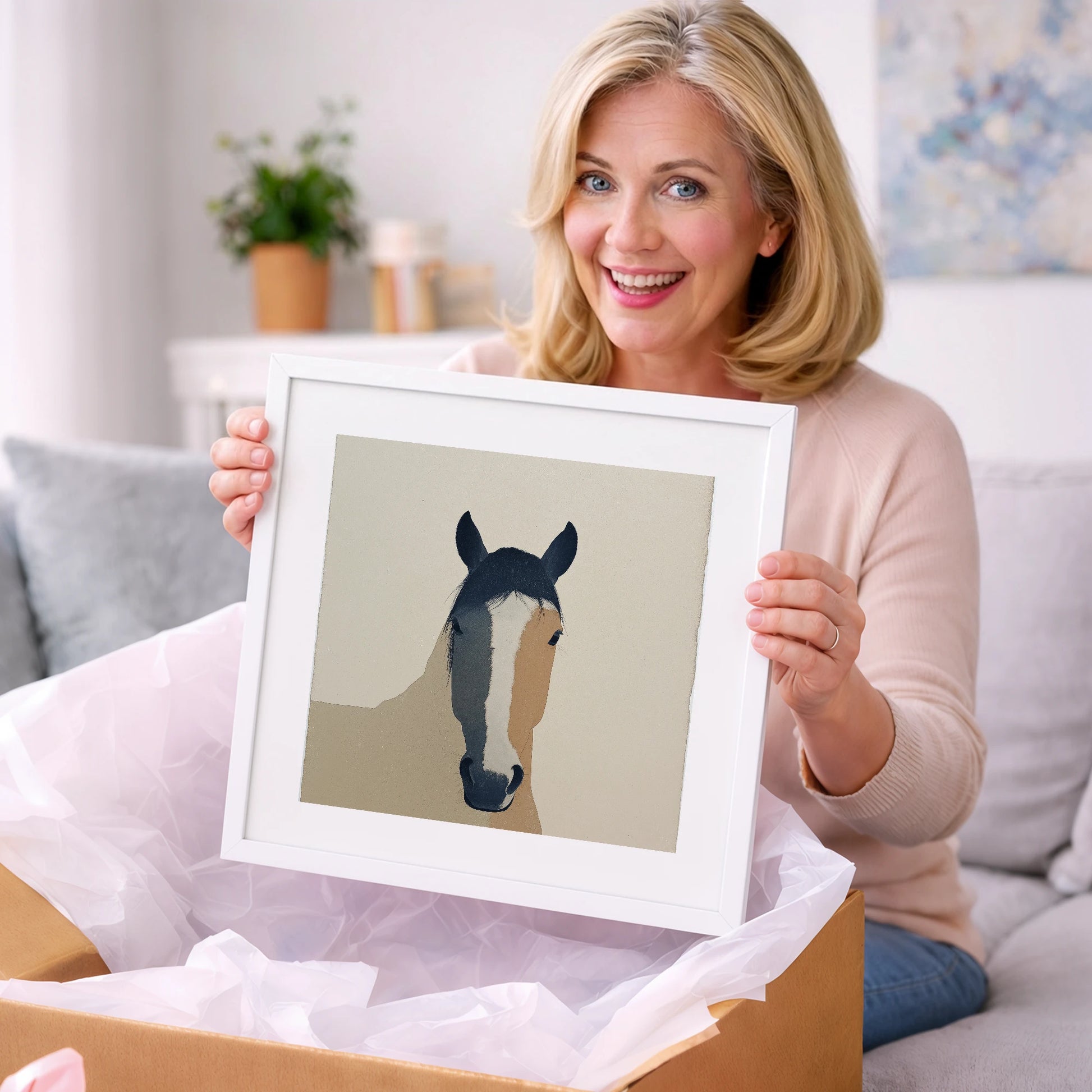 Contemporary Painted Blaze - horse portrait art gift idea for horse lovers