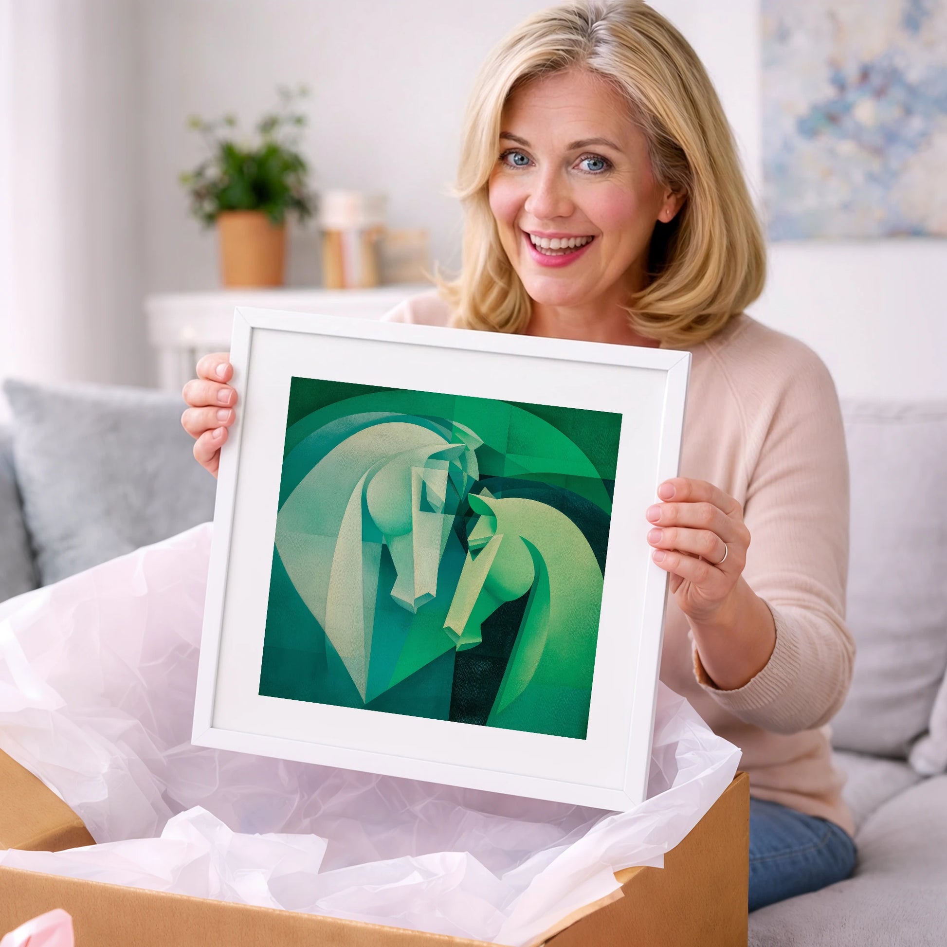 Verdant Harmony - horse portrait art gift idea for horse lovers