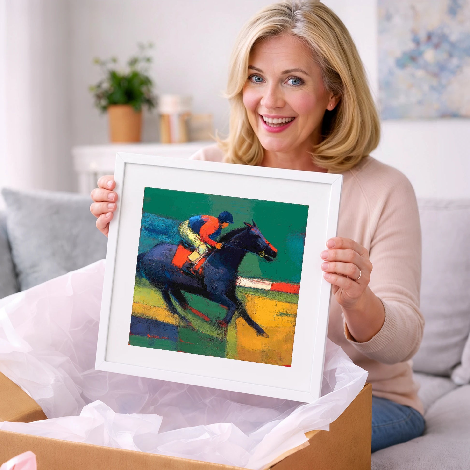 Thundering Colours - racing horse art gift idea for horse lovers