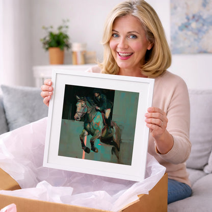 Suspended in Colour - show jumping horse art gift idea for horse lovers