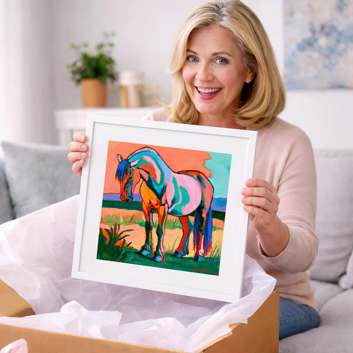 Colourful Contemporary Standing Horse - horse breed art gift idea for horse lovers