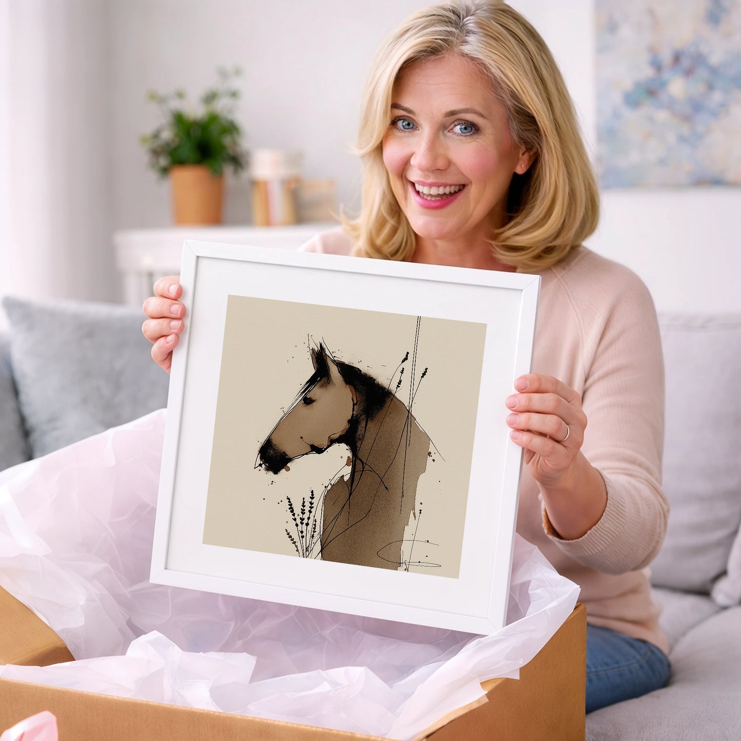 Earthy Equine Silhouette - horse portrait art gift idea for horse lovers