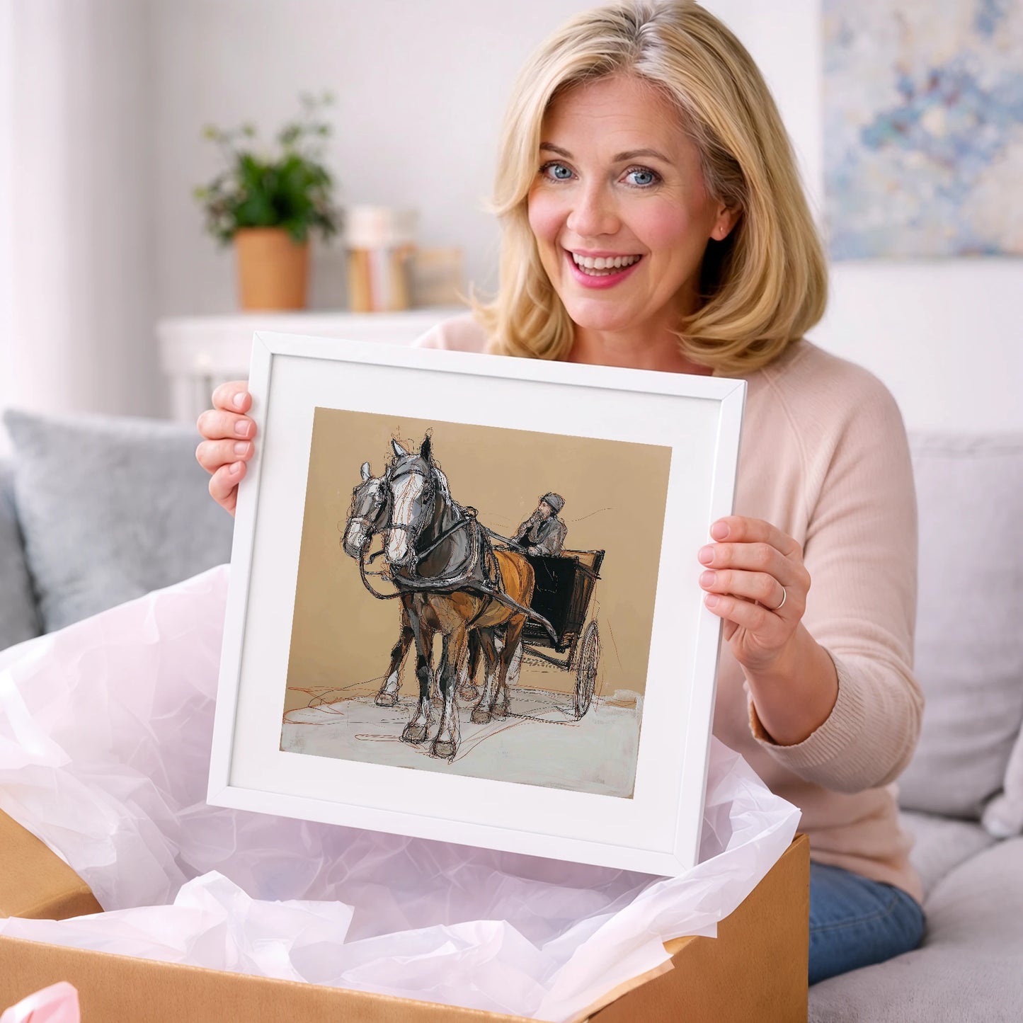 The Coachman's Team - working horse art gift idea for horse lovers