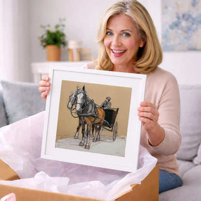 The Coachman's Team - working horse art gift idea for horse lovers