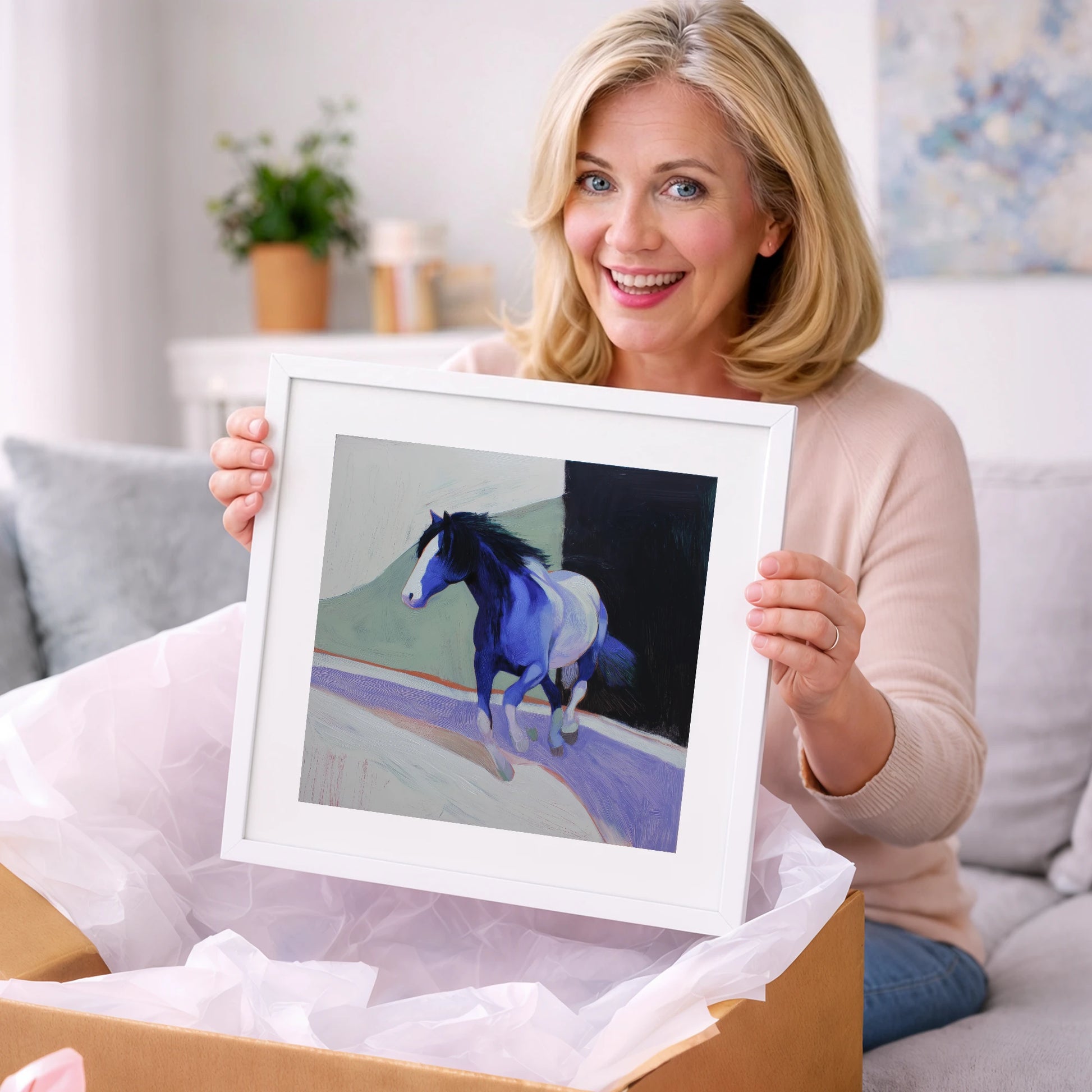 The Cobalt Stride - horse portrait art gift idea for horse lovers