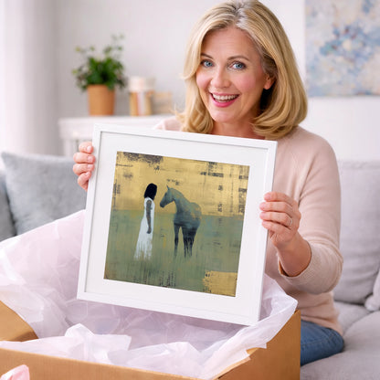 A Quiet Connection - horse & rider art gift idea for horse lovers