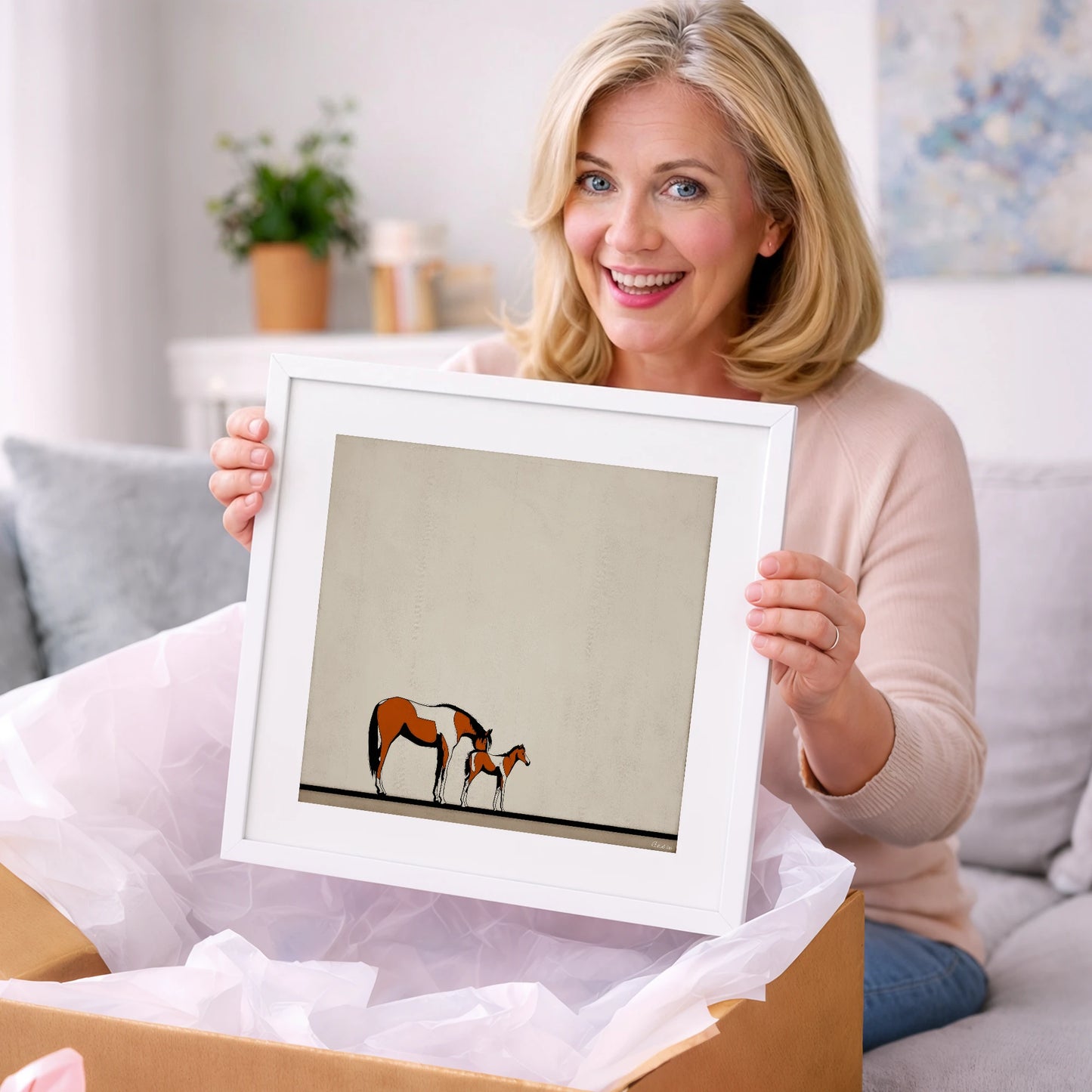 Quiet Moments - mare & foal art gift idea for horse lovers
