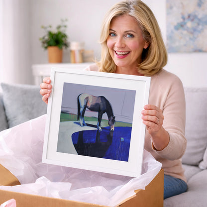 Sapphire Reflection - horse landscape art gift idea for horse lovers