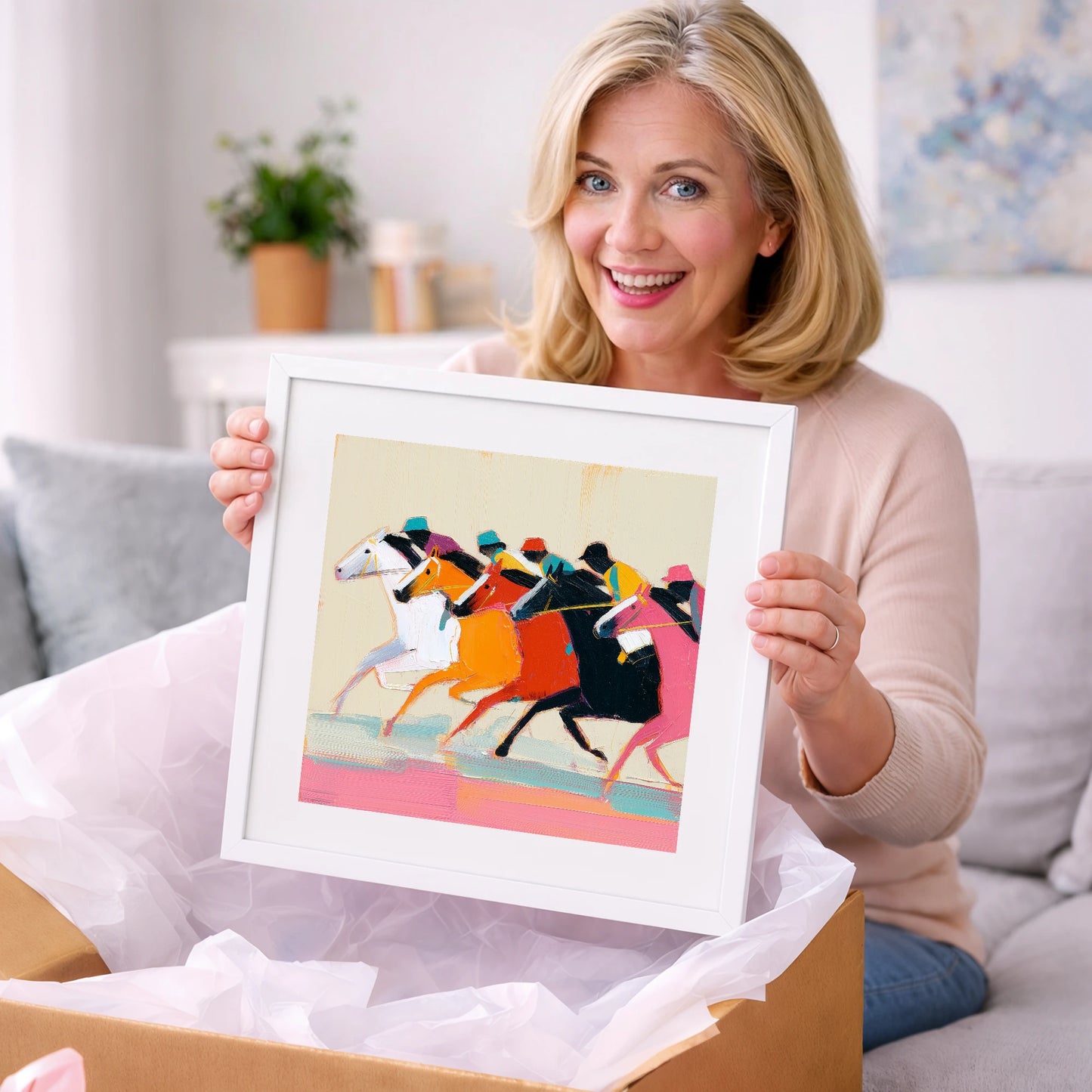 Vibrant Final Furlong - racing horse art gift idea for horse lovers