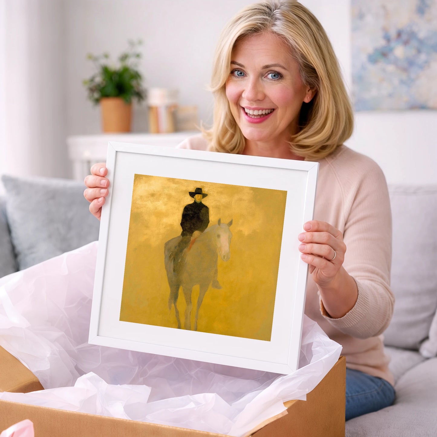The Golden Trail - western horse art gift idea for horse lovers