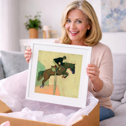 Suspended in Flight - show jumping horse art gift idea for horse lovers